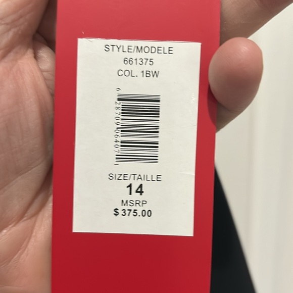 Carmen Marc Valo infusion14 black evening gown white side ruffle full length nwt - Picture 3 of 12